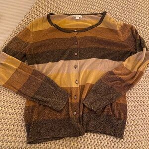 Fall colors striped shimmer button up or cardi sz XL